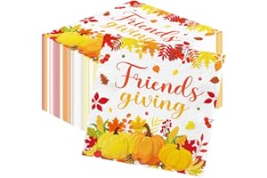 YQUQWN 50 PCS Friendsgiving Napkins 6.5 x 6.5 Inch Disposable Luncheon Napkins with Fall Leaves Pumpkins Friendsgiving Decorations Party Gifts Autumn Thanksgiving Party Decor Supplies