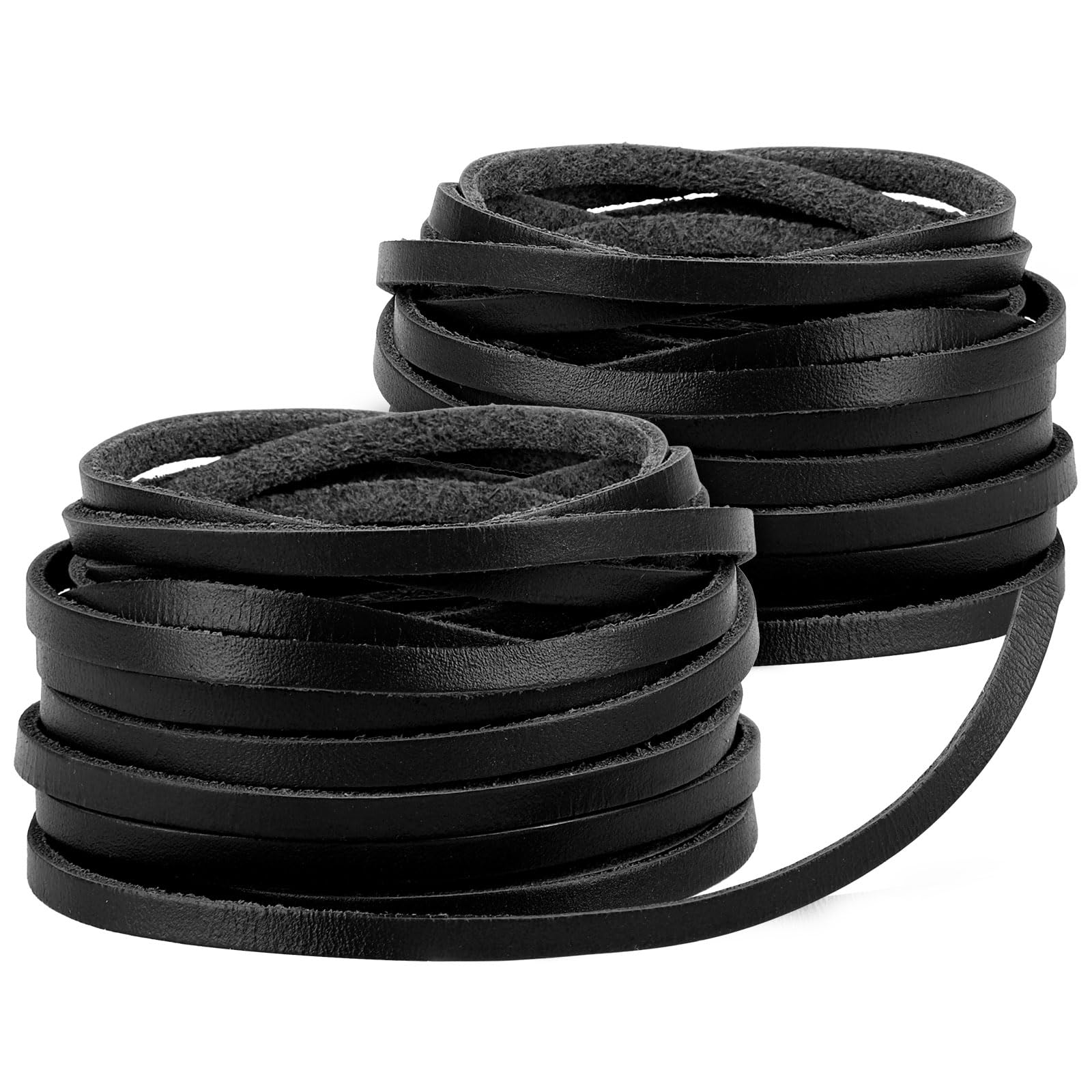 Photo 1 of 10 Yards Flat Genuine Leather Cord, 3/4/5 mm Available, Real Leather Strips, Natural Leather String, Braided Braiding String for Jewelry Making, Necklace, Tool, Crafts (Black, 4mm)