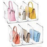 LUGUNU Acrylic Clear Purse Divider Organizer Clear Desk File Sorter Divider Mesh Folder Closet Shelf Storage Office Supplies Stand Holder Bookshelf (2 Pack of 3 Sections)