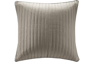 INK+IVY Single 100% Cotton Euro Sham - European Square Decorative Pillow Cover, Hidden Zipper Closure (Cushion NOT Included), Camila, Quilted Taupe 26"x26