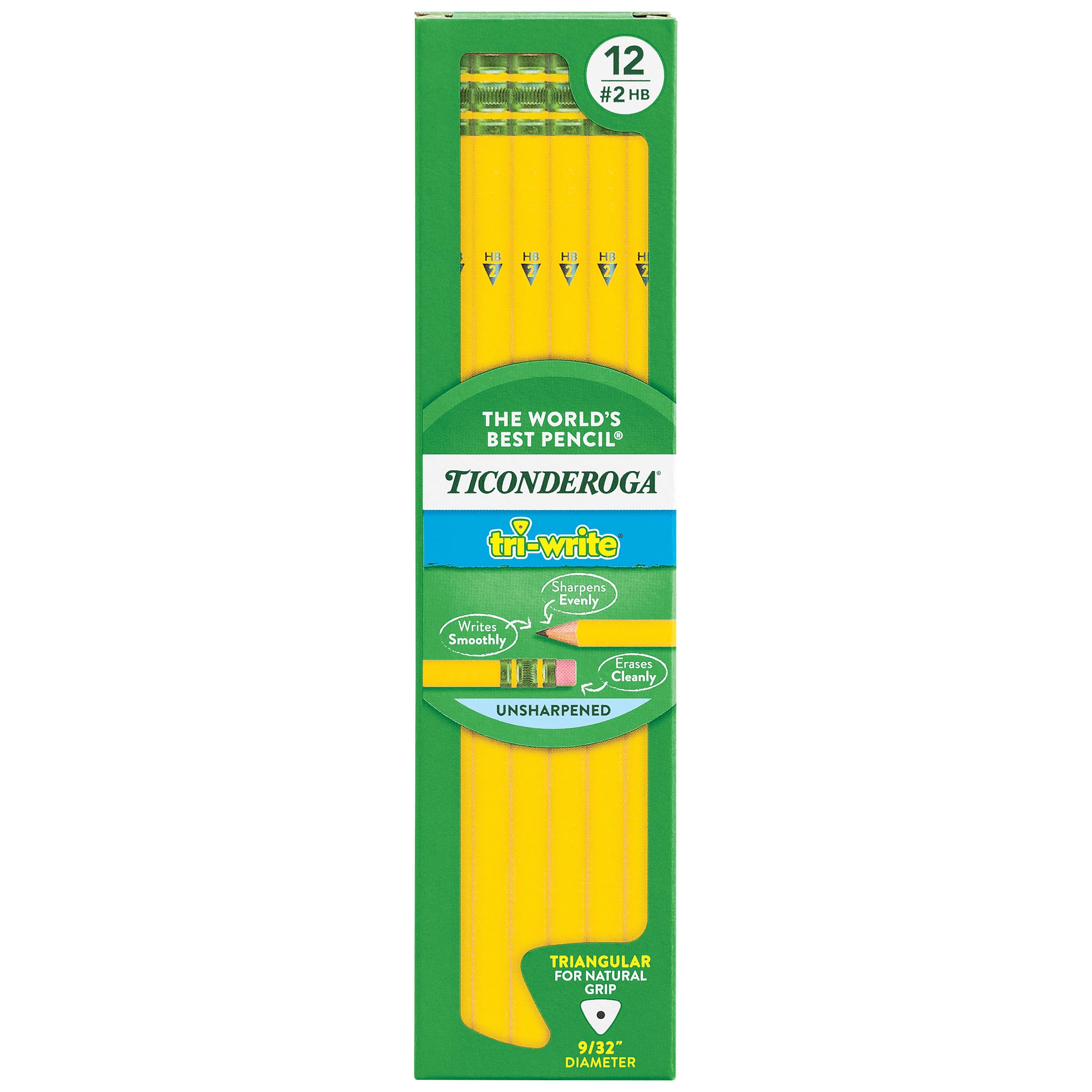 Photo 1 of Ticonderoga Tri-Write Wood-Cased Pencils, 2HB Soft, Yellow, 12 Count