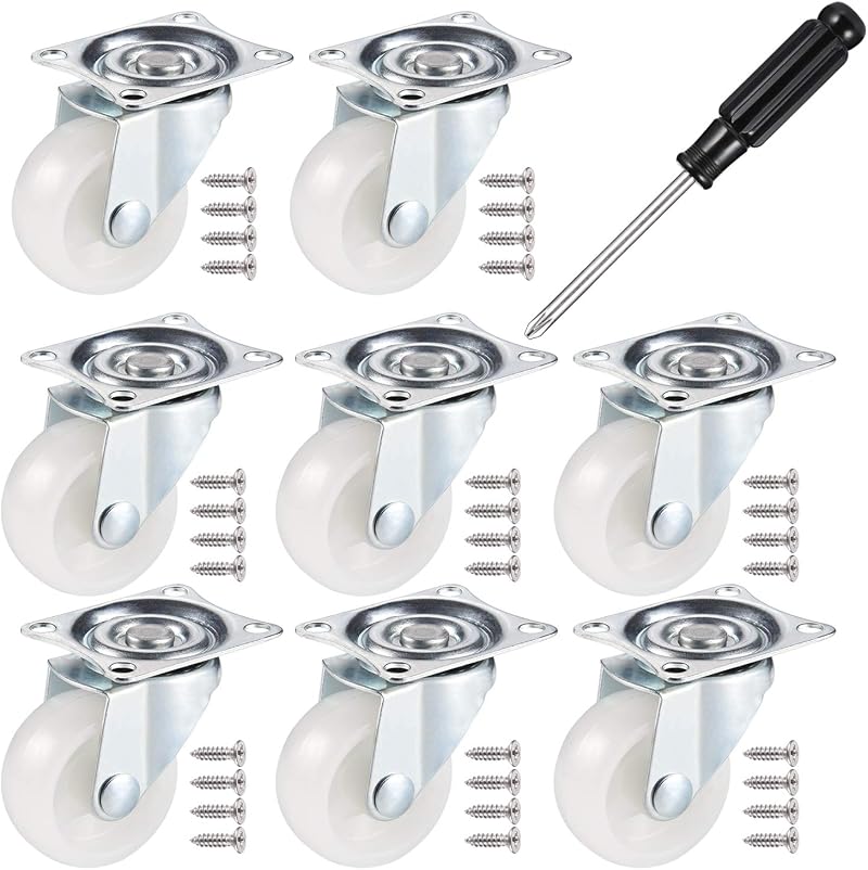 JIZZU 8Pcs 40mm PU Rubber Swivel Castor Wheels Heavy Duty Furniture Trolley