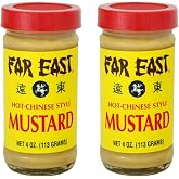 Far East Hot Chinese Mustard - Two 4 Ounce Jars of Chinese Hot Mustard | Delicious Spicy Mustard With Medium Heat Perfect For Any Asian Foods