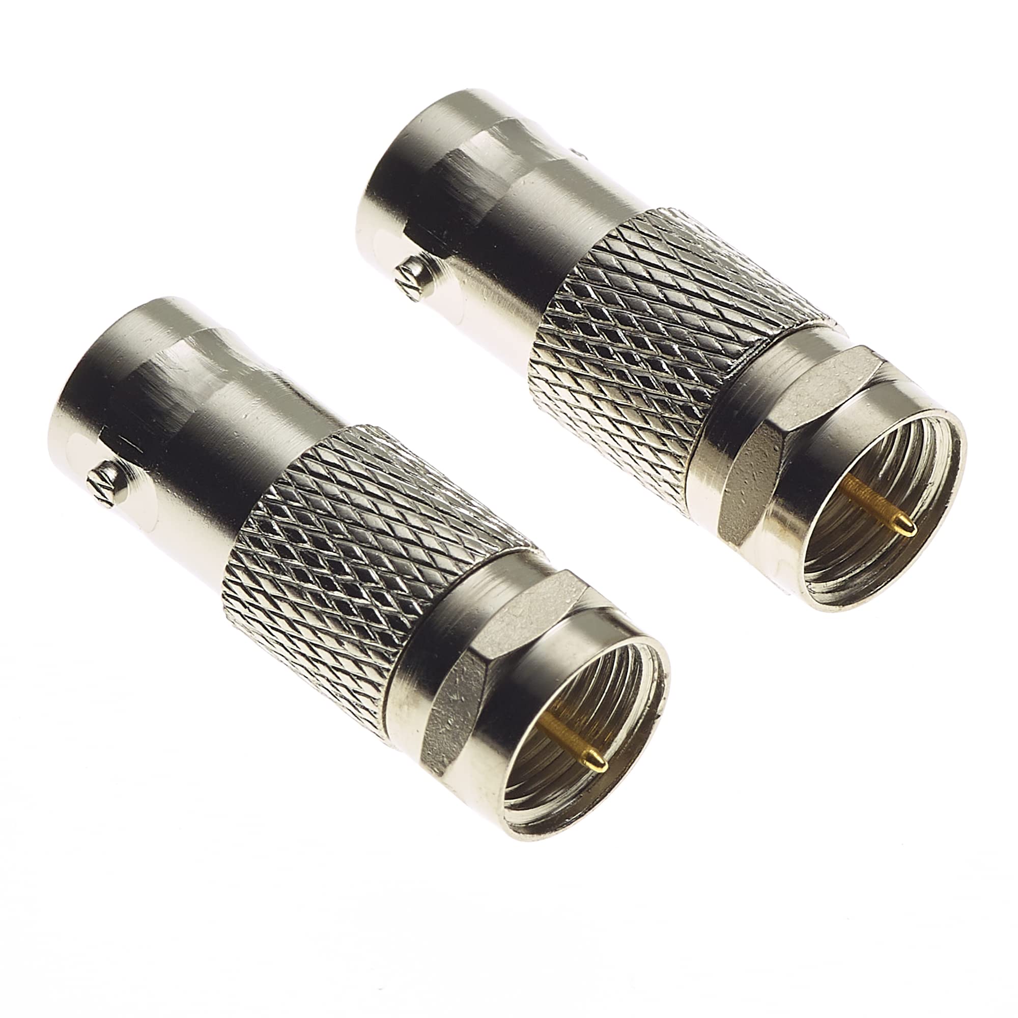 Keple BNC Socket To F Type Plug Adaptor - 75 Ohm Nickel Plated Brass Body RF Coax Connector Male Female Adapter For RF Radio Antenna And Video Applications Coaxial Coupler Converter - Pack Of 2