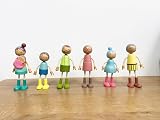 Giant bean Wooden Family Dolls Set of 7 for Dollhouse Pretend Play view 4