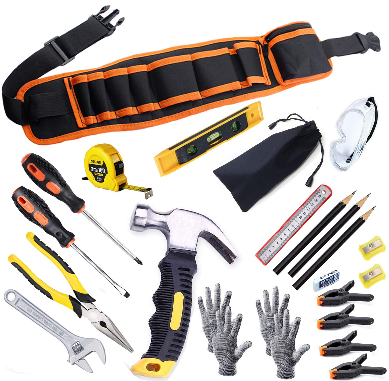 Kids Real Tool Set 25Pcs for Young Builders,Children Size Real Hand Tools Hammer,Kids Educational Tool Belt Waist Junior Boys Teens Beginner Starter Learning DIY Woodworking Construction Repair Set — image 1