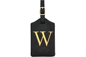 CHOIEO Luggage Tag PU Leather for Suitcase Baggage Handbag Travel Bag Label Suitcase Tag Label Tag w. Name Card & Privacy Cover (W)