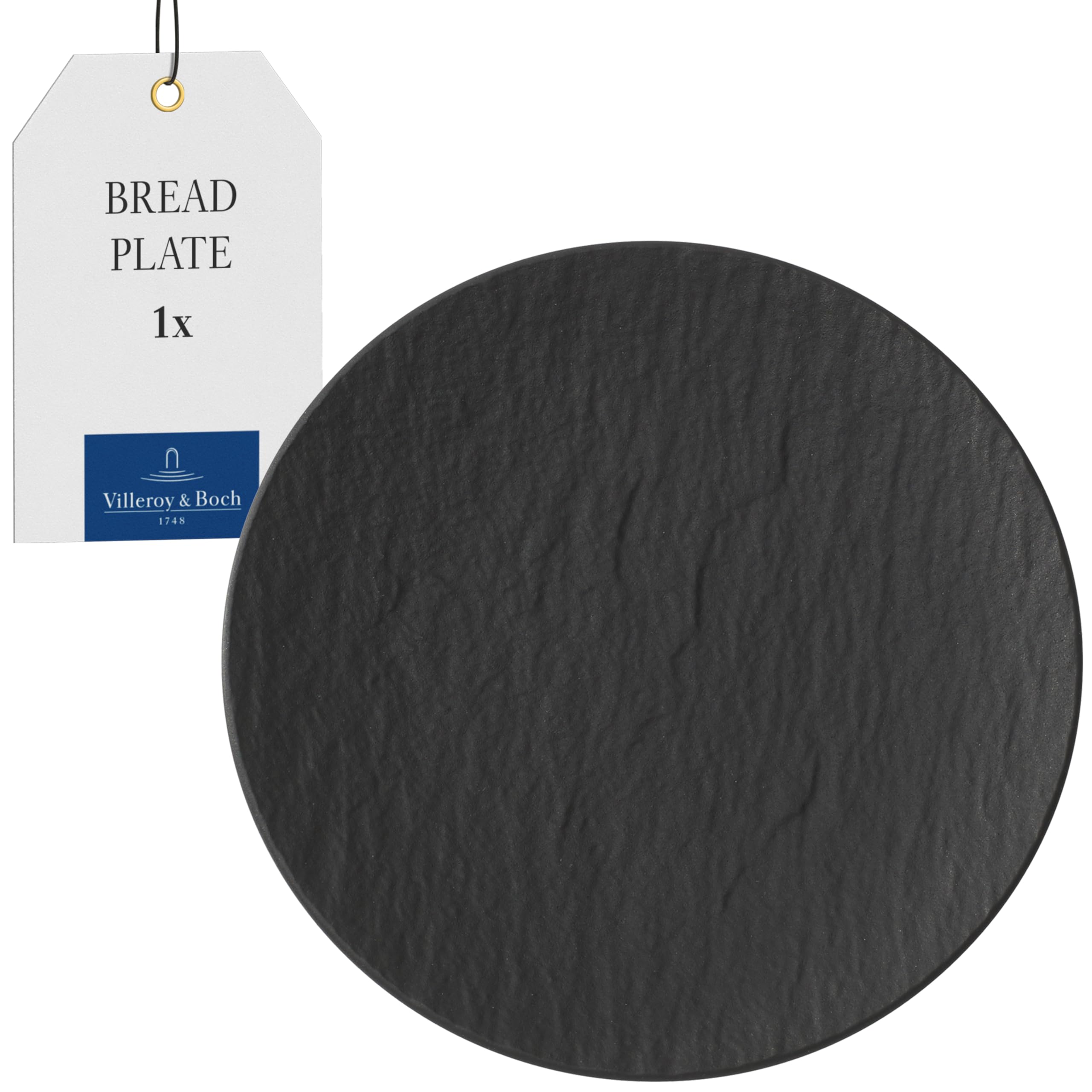 Villeroy & Boch – Manufacture Rock Bread Plate 16 cm, Slate Look, Black Plate, for Snacks, for Dining Tableware, Ceramic, Premium Porcelain