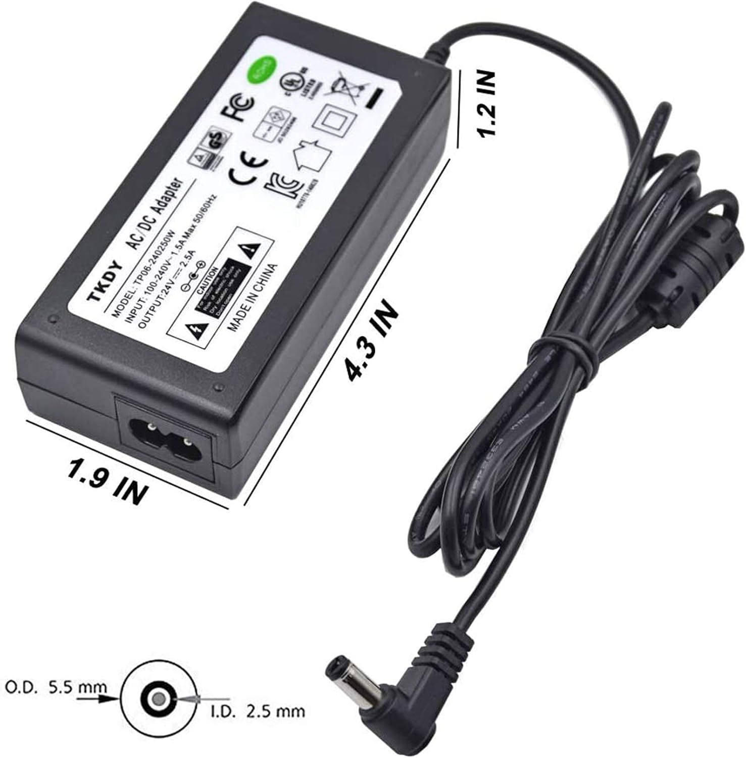 Alimentatore 24V 2.5A 60W Universale Con 11 Connettori DC - TKDY Per LED Stampanti E Altro