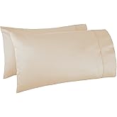 Amazon Basics 400 Thread Count Cotton Pillow Case, King, Set of 2, Beige, 40" L x 20" W, Pillows Not Included