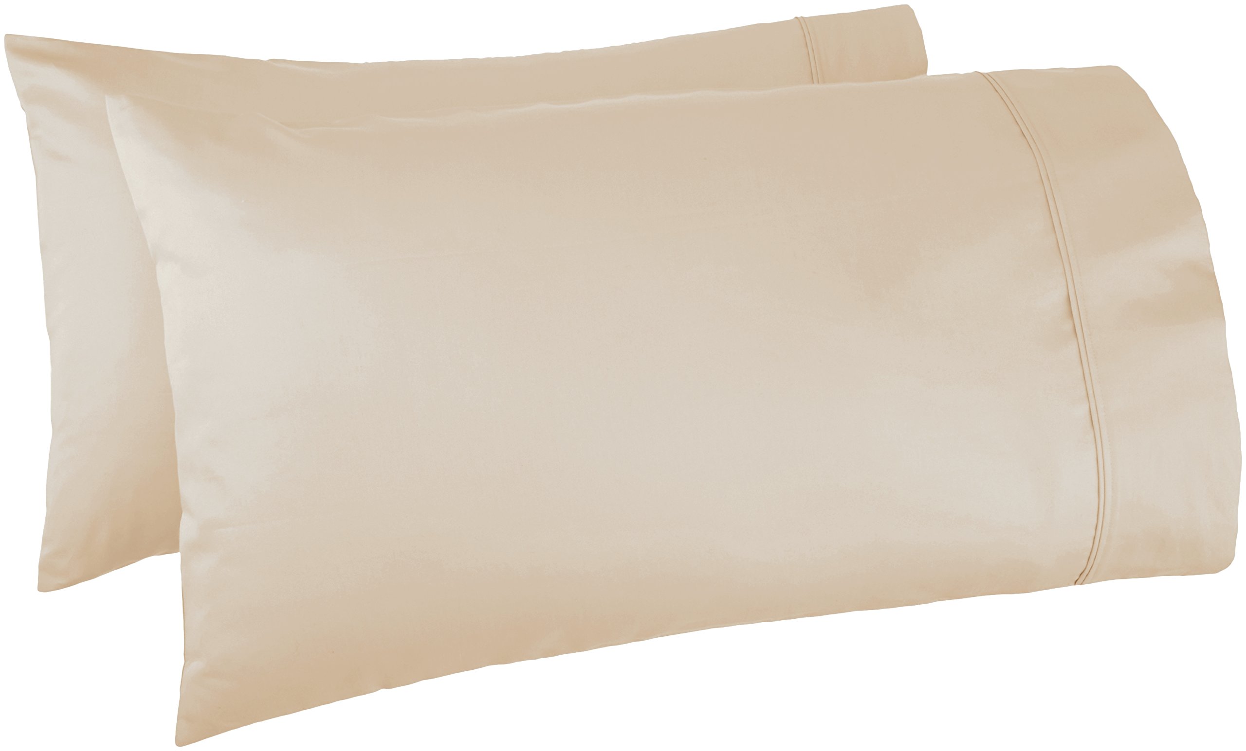 Photo 1 of Amazon Basics 400 Thread Count Cotton Pillow Case, King, Set of 2, Beige, 40" L x 20" W, Pillows Not Included