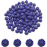 Pine & Linen 100 pcs 10mm Shiny Rhinestone Beads, Round Disco Ball Bulk Sparkle Clay Baseball, Fancy Crystal Beads for Jewelry Making/Crafting and DIY(Dark Blue)