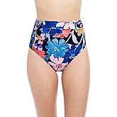 Profile by Gottex Women’s Shirred High Waist Bottom in Black Multi Print with Front and Back Tummy Control Swim Essential