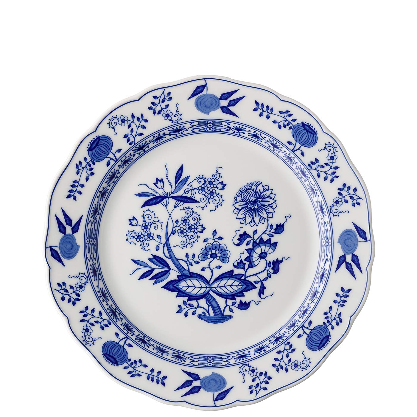 Hutschenreuther 02001-720002-10027 plates with onion pattern, 27 cm, with ensign, in blue