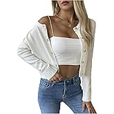 GORGLITTER Women's Lightweight Cropped Cardigans Button Up Long Sleeve Knit Sweater Dressy Fall Fashion 2025