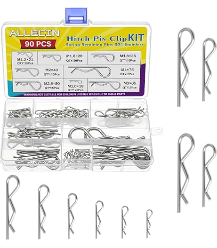 Stainless Steel Cotter Pin Assortment (124 Pieces), Inch, With