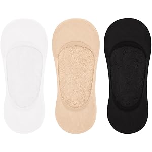 NIASOUL No Show Socks for Women, Ultra Low Cut Non-Slip Cushioned, 6 Pairs | Terry-cushioned cotton-blend liners with silicon