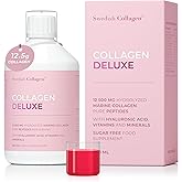 Swedish Collagen Deluxe | 12,500 mg Hydrolyzed Marine Collagen Liquid Supplement - 500 ml, 20 Day Supply | Hyaluronic Acid, Biotin and Vitamin C for Healthy Hair, Skin, Nails and Joints | Sugar-Free