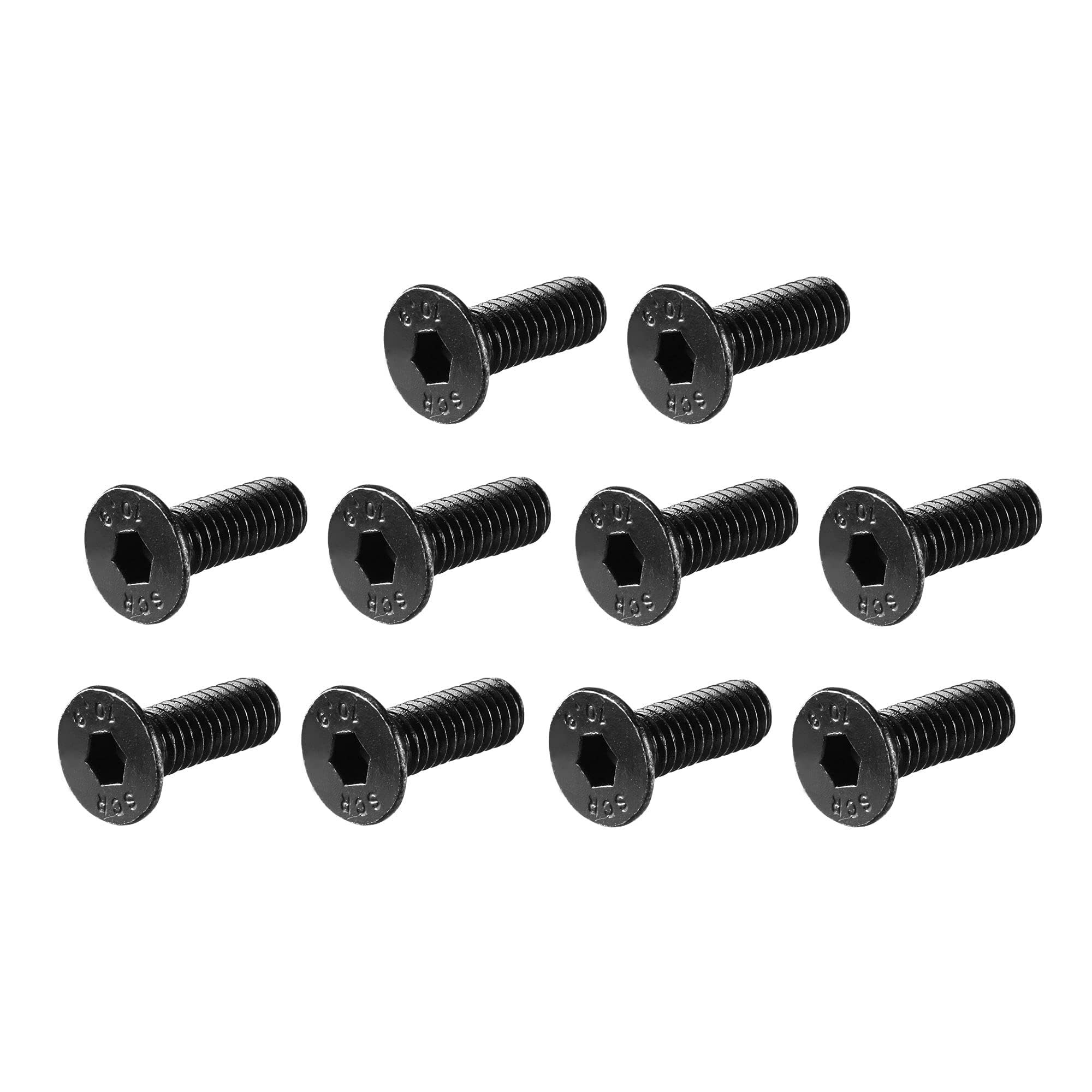 TA-VIGOR 50Pcs Hex Socket Countersunk Head Screw Bolts, M4 x 12mm Carbon Steel Flat Head Socket Cap Screws Bolts Fasteners for Bicycle Motorcycle Repair, Machinery, Household Appliances, Black