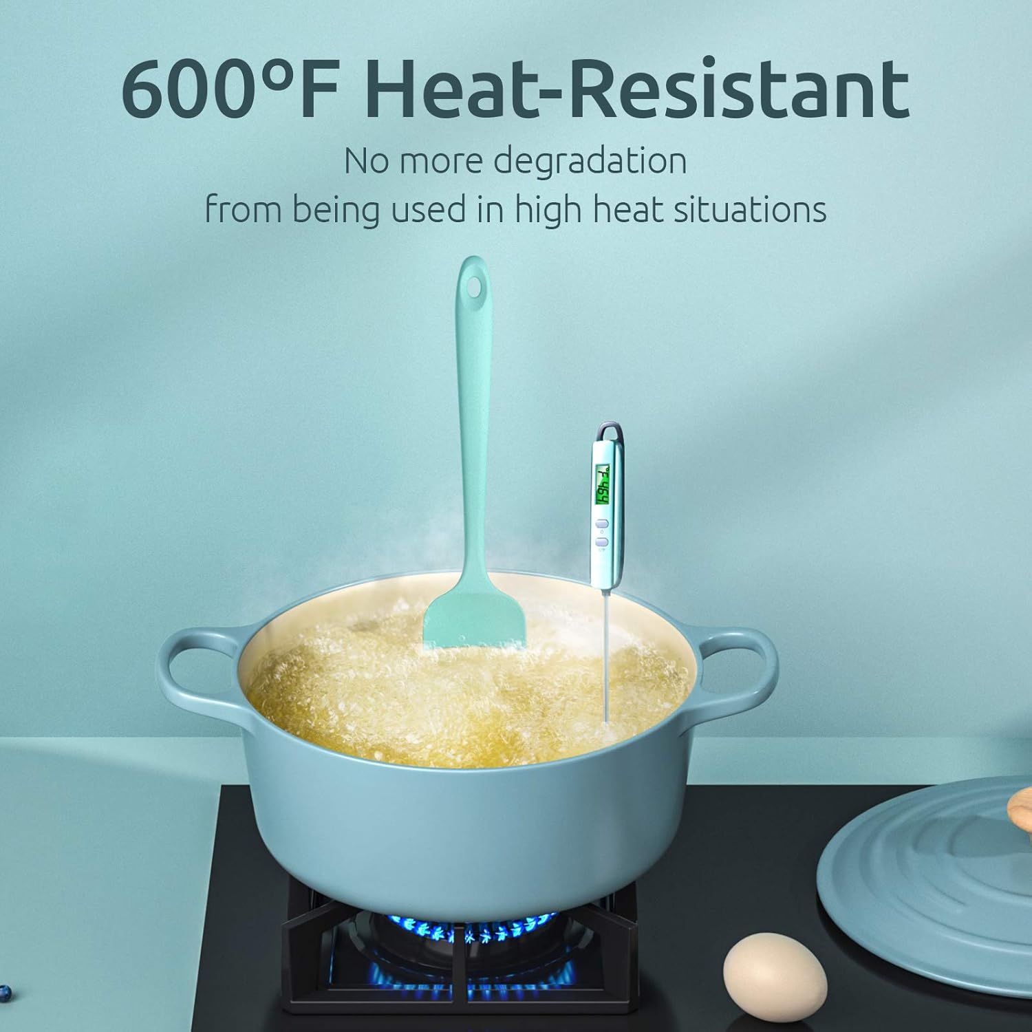 U-Taste Silicone Spatula Set with 600 Degrees Fahrenheit Heat Resistant (Teal/Aqua Sky): Kitchen & Dining