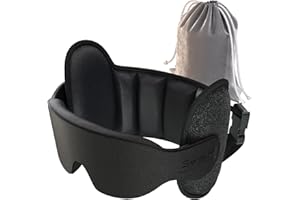 SARISUN Upgraded Travel Pillow, U-Shaped Airplane Head Strap for All Heights, 360° Support, 3D Sleep Mask, 100% Light Blocking, Long Flights Essentials Headrest, Stop Bobblehead, Black