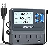 DIGITEN Reptile Temperature and Humidity Controller with Timer Outlet, Day-Night Function Thermostat, 3-Stage Outlet Plug in 