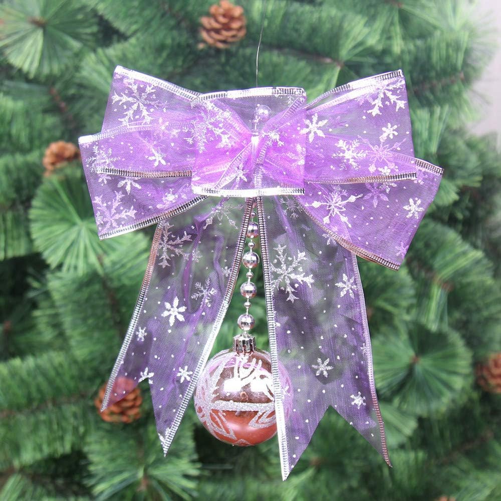 Prevently Christmas Ornament, New Creative Colorful Mesh Bow Ribbon Christmas Tree Small Pendant Home Window Decoration