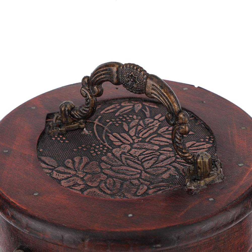 Garosa Retro Wood Wine Gift Box Portable Vintage Round Wood Single Red Wine Storage Box With Handle Retro Gift