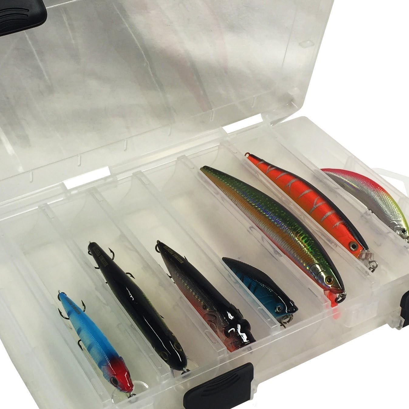 Caja transparente de Fladen (14 secciones), ideal para almacenar señuelos de pesca, caja de almacenamiento con agujeros de drenaje, dimensiones 27 x 17 x 4,3 cm, [19-2027]: Amazon.es: Deportes y aire libre