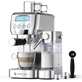 AMZCHEF Espresso Machine, Auto Milk Frother, 20 Bar Pressure, Silver | Home Coffee Maker with 61oz Removable Tank &amp; LCD Display, One-Touch Latte for Beginners, 3-Year Warranty