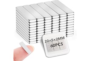 LOVIMAG Neodymium Bar Magnets, 20x5x2mm 60Pcs Small Strong Rare Earth Magnet, Strong Rectangular Magnetic Bar, Mini Powerful Magnets for Crafts, Fridge, Science, Office and Tool Storage