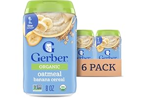 Gerber Baby Cereal Organic 2nd Foods, Grain & Grow, Oatmeal Banana, 8 Ounce (Pack of 6)