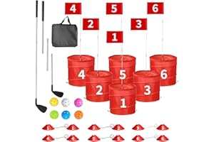 BBTEQEKN 6 Hole Set Golf Game with 2 Detachable Clubs, Portable Backyard Golf Outdoor Game, Golfs Chipping Game, Holes Backya