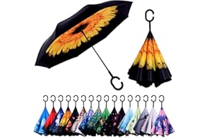 Wxjiahetai Inverted Umbrella,Windproof Reverse Umbrellas for Rain with Reversible Inside-Out Design Large Upside Down Umbrella for Women & Men with C-shaped Handle