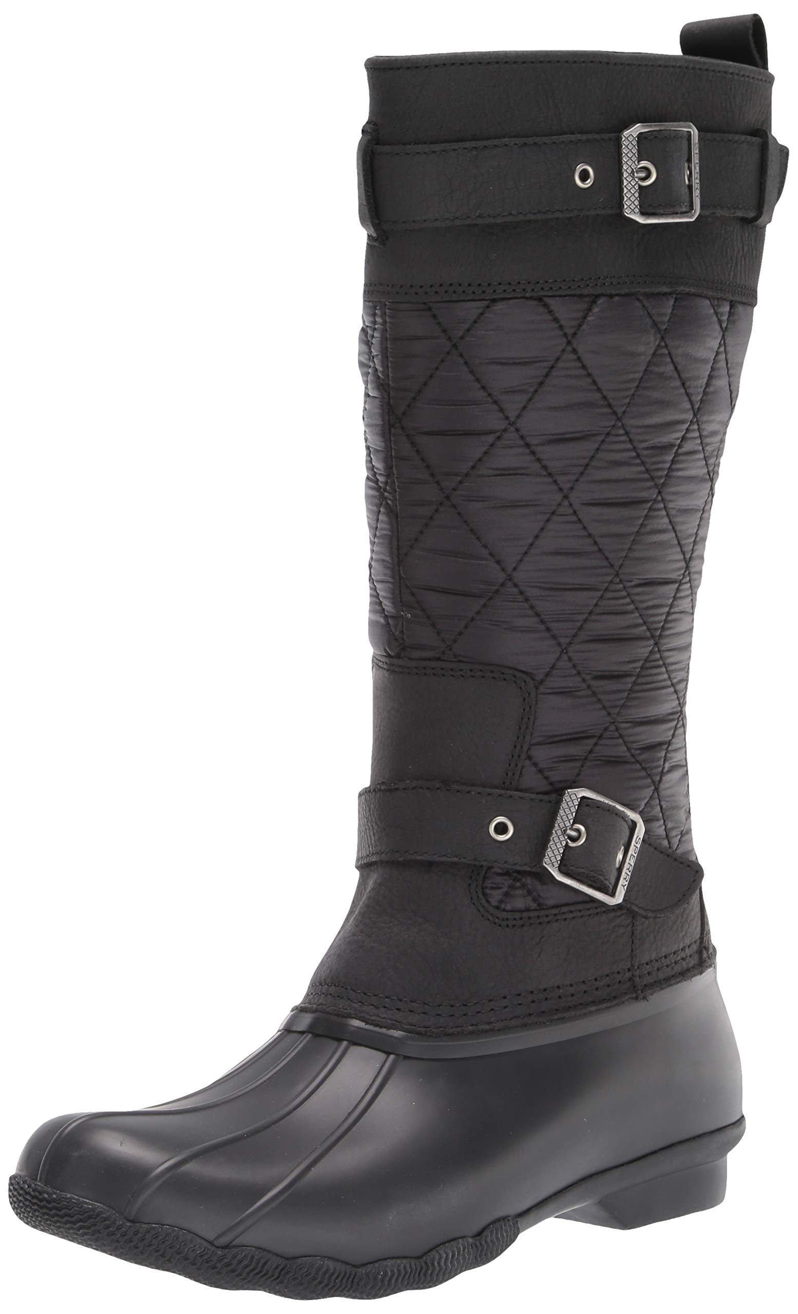 Sperry Women’s Saltwater Tall Buckle Rain Boot, Black, 6