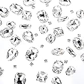 240 PCS Sew on Rhinestones, Mixed Shapes Crystals Flatback Glass Sew on Crystals for Crafts, Claw Clear Gems Stones, Geometric Sewing Rhinestones Embellishments for Clothes Shoes Earring Belt Crafts