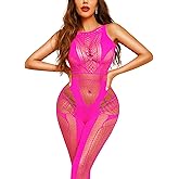 RSLOVE Sexy Lingerie Exotic Bodystocking - Fishnet Cut Out Lingerie Mesh Bodysuit One Piece Babydoll Rave Outfits