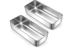 LIANYU 2 Pack Large Baking Loaf Pans Set, 12x5 Inch Stainless Steel Bread Pans, Metal Bakeware Set for Meatloaf, Sourdough Br