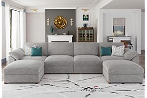 EASE MOOSE Oversized Sectional Modular Sofa with Ottoman,Modern Luxury Deep seat U Shape Modular Sofa Removable and Washable