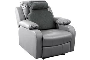 HOMBYS Sherpa Fleece Lumbar Support Pillow with Headrest for Recliner,Memory Foam Recliner Chair Cushion for Back Pain,Big High Back Support for Recliner with Chair Headrest for Elderly (Grey)