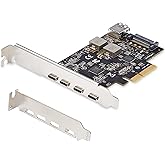 StarTech.com 5-Port USB PCIe Card, USB 3.2 10Gbps, PCI Express Card with 4X USB-C Ports, 1x USB-A Internal Port