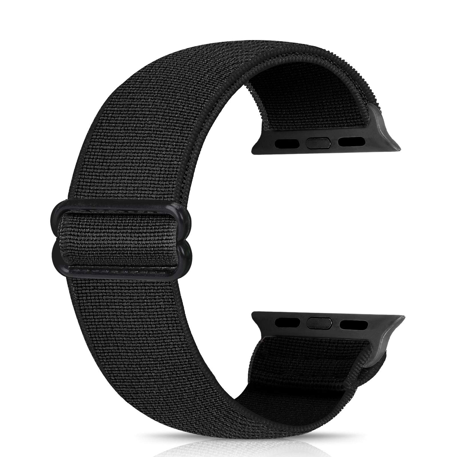 Ecogbd Elastic Replacement Strap Compatible with Apple Watch, Soft Fabric Nylon Strap for iWatch Series 9,8,7,6,5,4,3,2,1,SE Women Men, Black, 1 inches, 38/40/41mm, Sport Loop Design