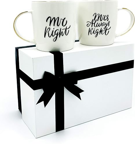 Idee Regalo Natale Per Coppia.Gifffted Tazze Coppia Da Caffe Mr E Mrs Always Right Regali Per Le Coppie Colazione Idee Regalo San Valentino Per Lui E Lei Miss Anniversario Fidanzamento Coffee Mugs Natale 380 Ml Tazza