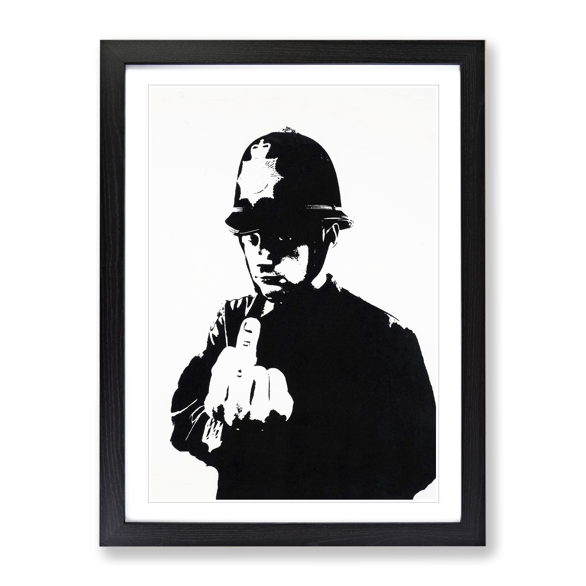 Banksy Rude Copper Graffiti Wall Art Modern Framed Wall Art Print, Ready to Hang Picture for Living Room Bedroom Home Office Décor, Black A4 (34 x 25 cm)