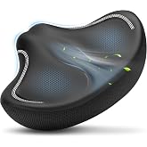 GINEOO New Noseless Oversized Bike Seat, Extra Wide Comfort Pure Memory Foam Bicycle Seat Cushion, Compatible Saddle Replacement with Electric Bike, Exercise, Cruiser, Road Bike for Men &amp; Women