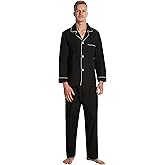 EVERDREAM Men’s Pajama Set, Solid Lightweight Botton Down Pajamas for Men