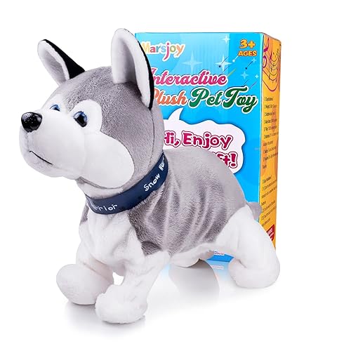 Marsjoy Husky Robot Toy Dog Electronic Dog Toy, Plush Stuffed