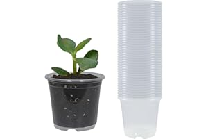 TNTIWQ 40 Pack 3 Inch Clear Nursery Pots with Drainage Plant Pots for Plants Transparent Potting Containers for Plants Seeding Starter Pot (Clear, 3 Inch 40 Pcs)