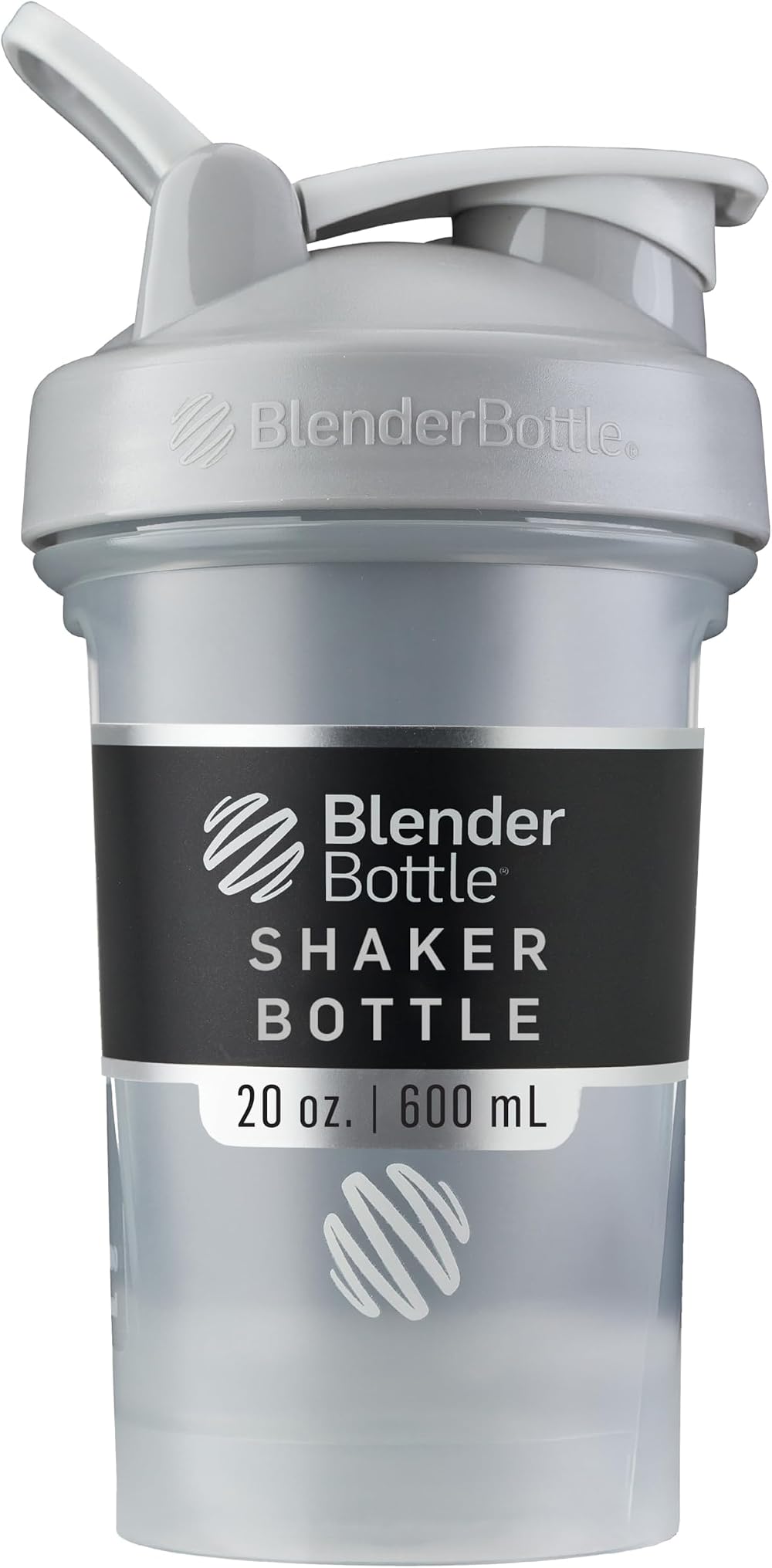 BlenderBottle Classic V2 Shaker Bottle 590ml Pebble Grey with BlenderBall