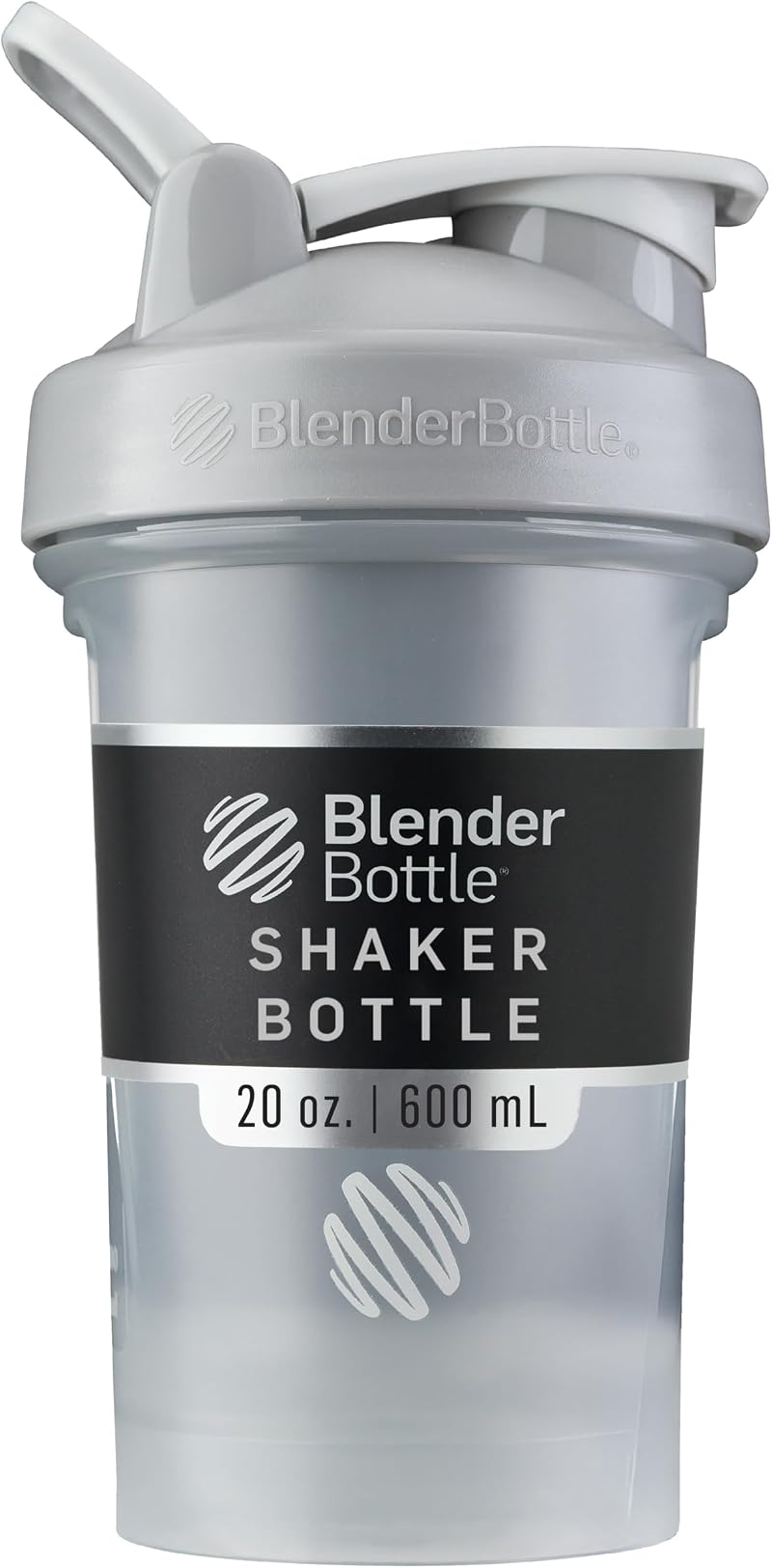BlenderBottle Classic V2 Shaker Bottle 590ml Pebble Grey with BlenderBall